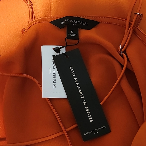 BANANA REPUBLIC Satin Slip Dress Womens Small Orange Cowl Neck Midi NWT Formal - Picture 2 of 10